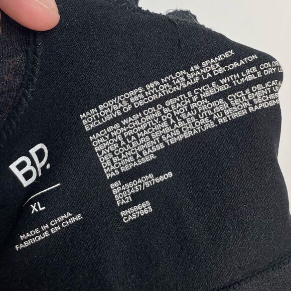 BP. Born Primitive Black Razor Back Lace Trim Sports Bra XL - Picture 7 of 8